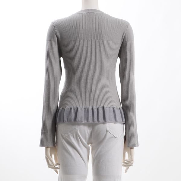 裾切り替えデザインリブニット