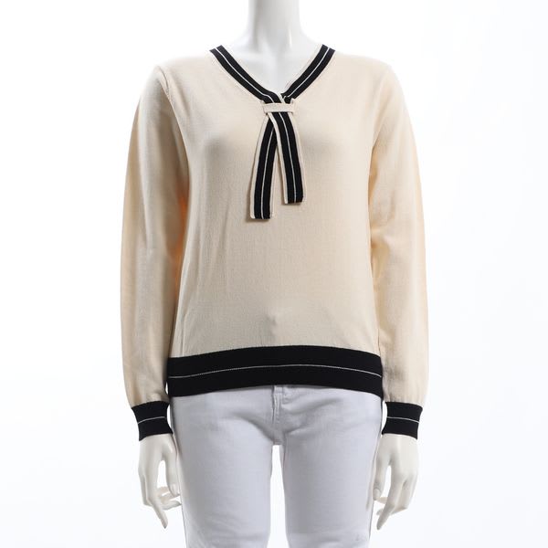 ボウタイバイカラーニット