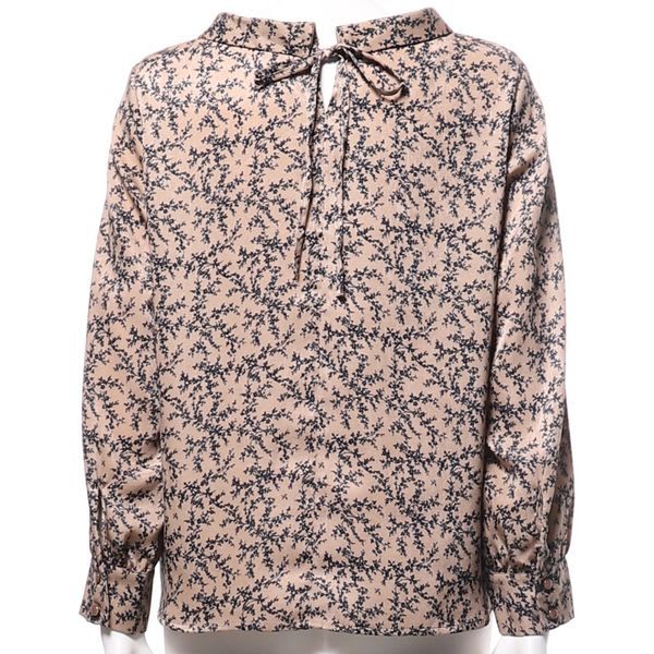 モノクロフラワープリント総柄ブラウス