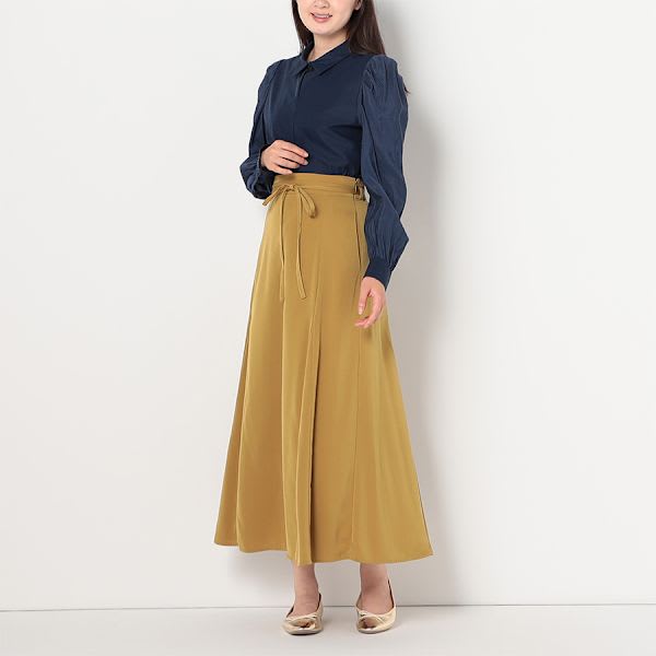 ウエストリボン付きAラインスカート