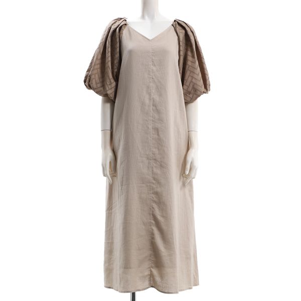 お袖デザインVネックワンピース