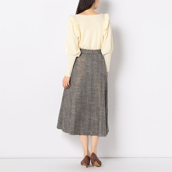 スクエアネックフリルニット