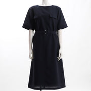 ダブルポケット共布ベルトワンピース