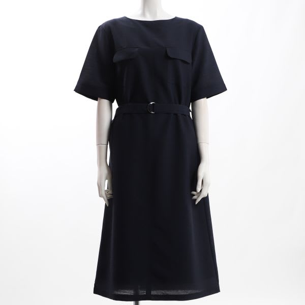 ダブルポケット共布ベルトワンピース