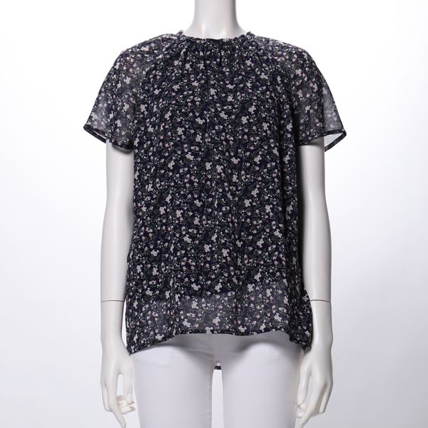 シアーお袖小花柄ブラウス