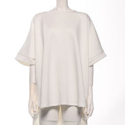 バックスタイルパールボタンドルマンスリーブカットソー