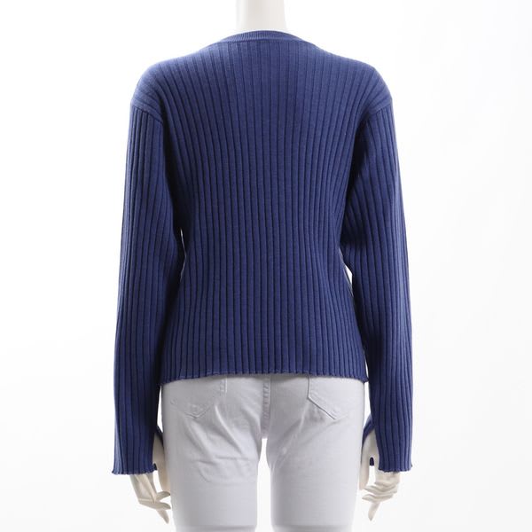 シンプルクルーネックリブニット