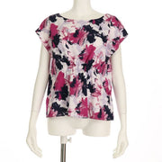 カルゼフラワープリント柄ブラウス