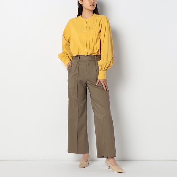 ジップアップバックゴムワイドパンツ