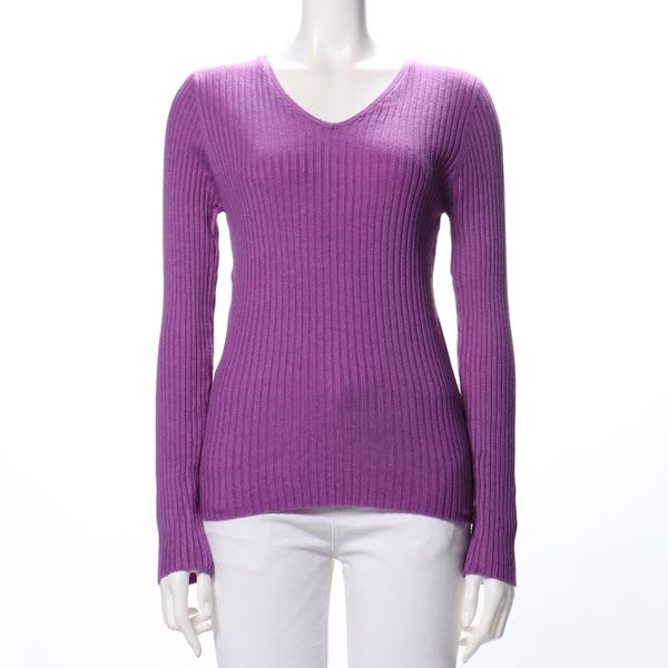 リブVネックニット