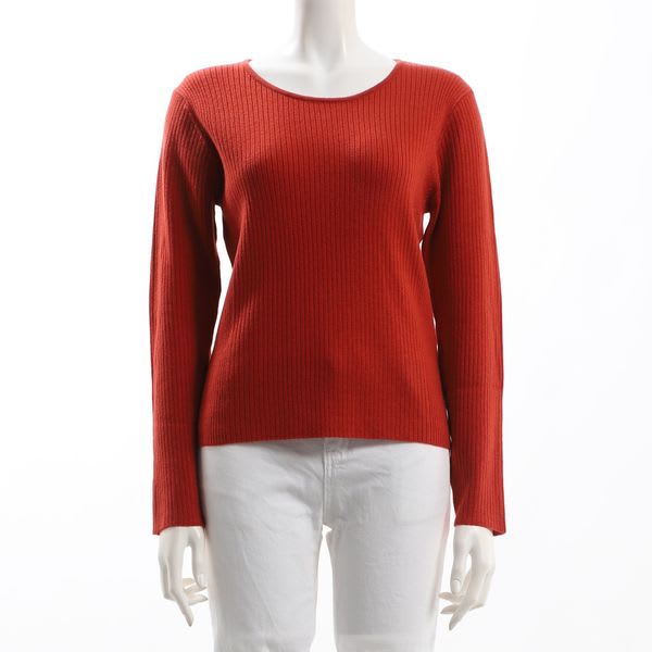 ラウンドネックリブニット