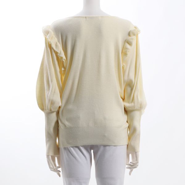 スクエアネックフリルニット