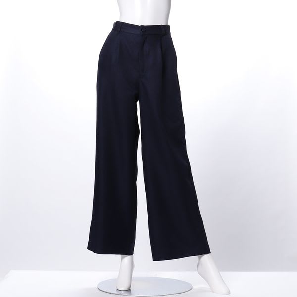 シャンブレーカルゼタック入りワイドパンツ