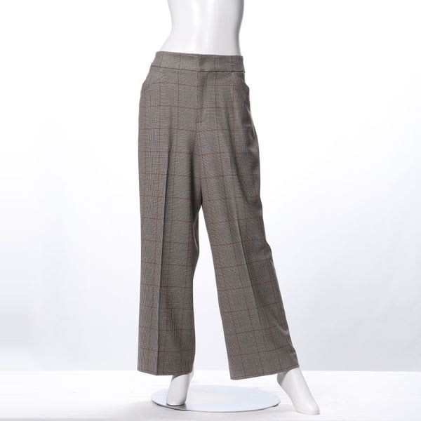 チェック柄ハイウエストワイドパンツ