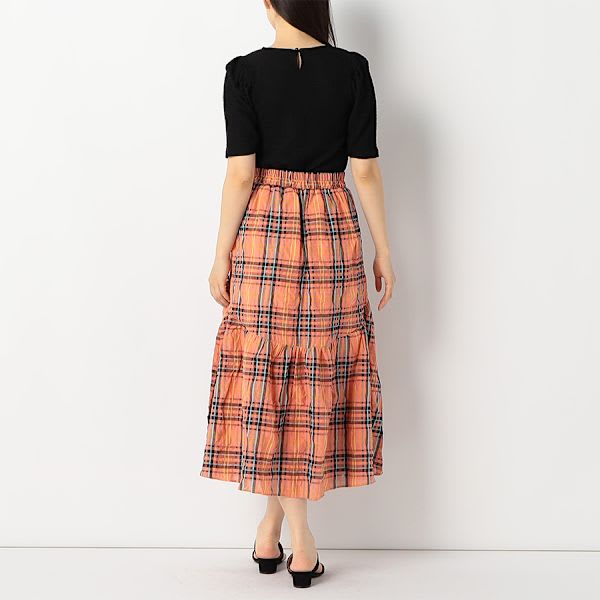 パフスリーブラウンドネックカットソー