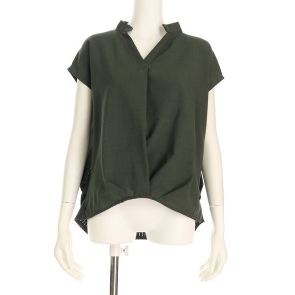 前後切り替え異素材ブラウス