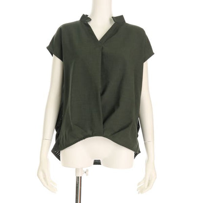 前後切り替え異素材ブラウス