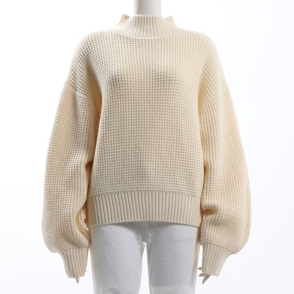 ボリュームスリーブワッフルニット