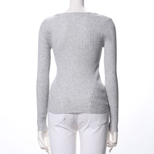 リブVネックニット