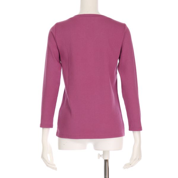 Vヘンリーネックリブカットソー