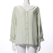 ストライププリントVネックブラウス