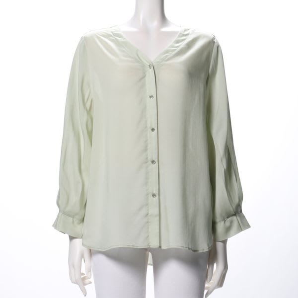 ストライププリントVネックブラウス