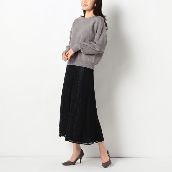 パールデザインラメ入りニット