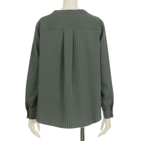 ストライプ柄バンドカラーシャツ