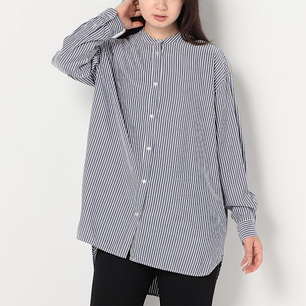 ゆったりシルエットバンドカラーシャツ