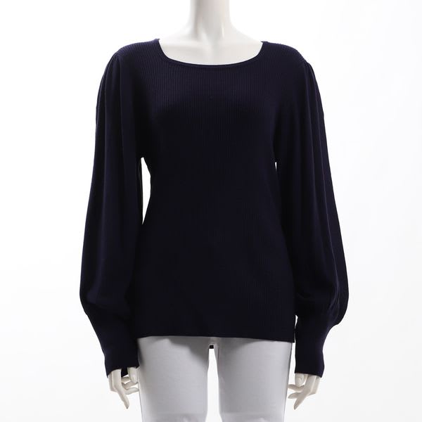 スクエアネックパフスリーブニット