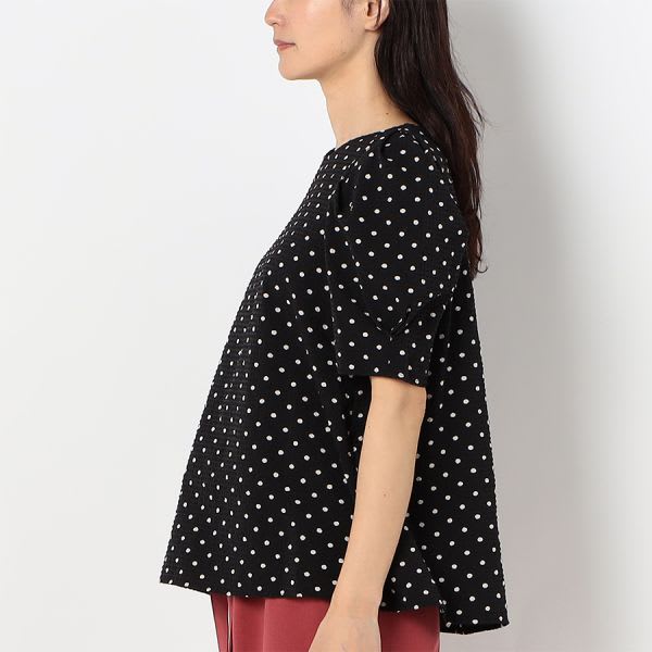 ドットプリントパフスリーブブラウス