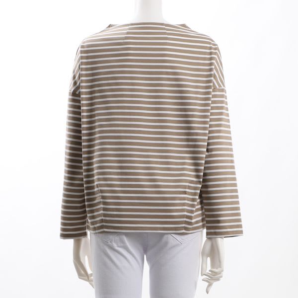 オフネックボーダー柄カットソー