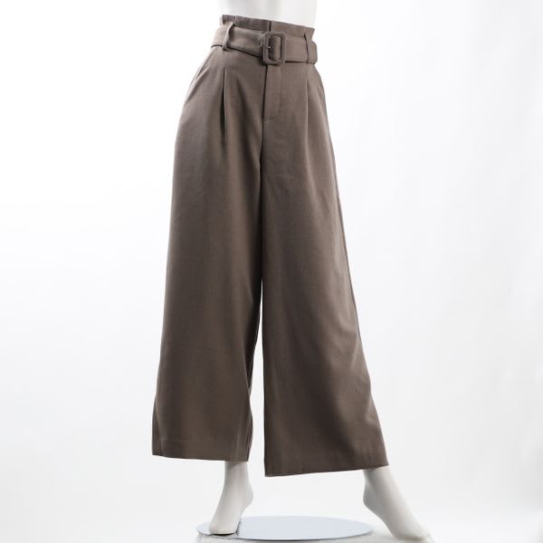 ウエストベルト付きワイドパンツ