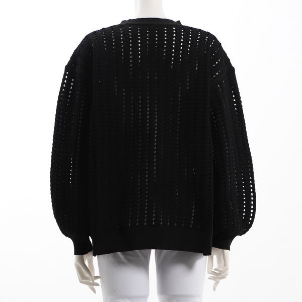 シルバー釦メッシュニットカーディガン