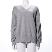 前後差ドロップショルダーVネックニット