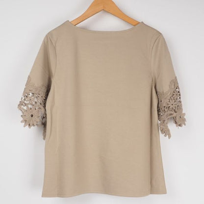 袖レースカットソー