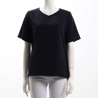 袖折り返しデザインVネックブラウス