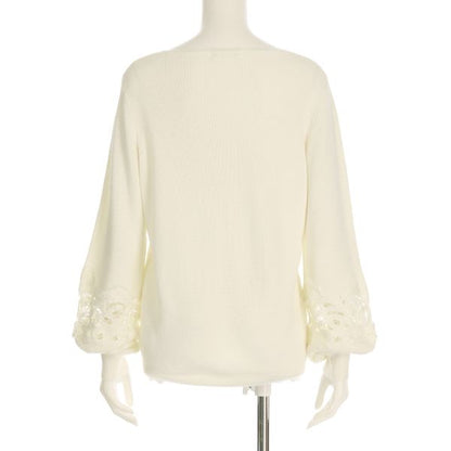 バテンレース切り替えニットプルオーバー