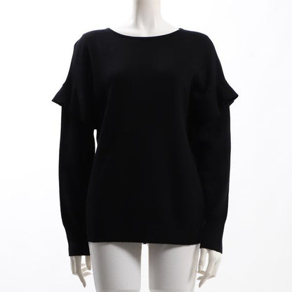 袖フリルラウンドネックニット