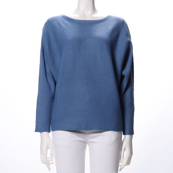 横リブボートネックニット