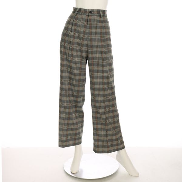 チェック柄セミワイドパンツ