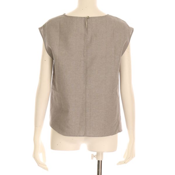 リネン調クルーネックノースリーブブラウス