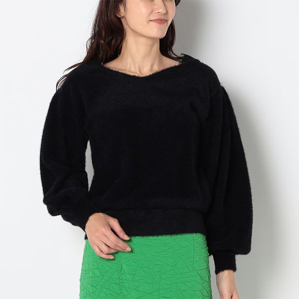 レースドッキングデザインニット