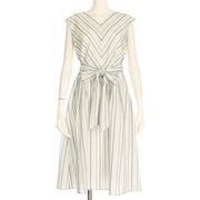 マルチストライプ柄ウエストリボンワンピース