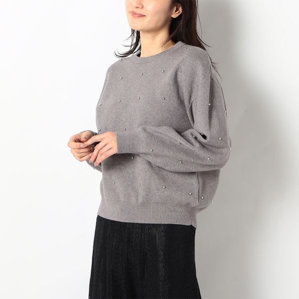 パールデザインラメ入りニット