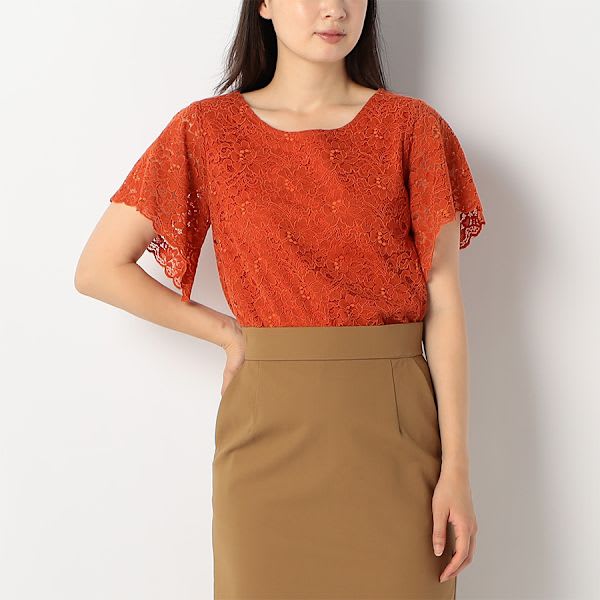 袖フレアレースブラウス