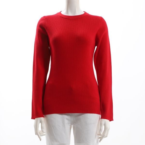 シンプルクルーネックリブニット