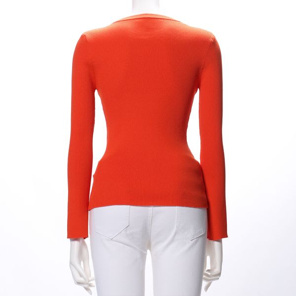 ラウンドネックリブニット