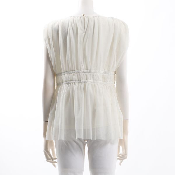 シアー素材ギャザーデザインブラウス