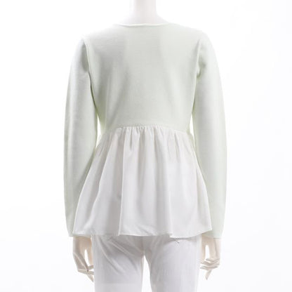 異素材切り替えペプラムニット